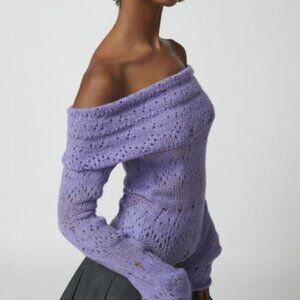 UO Distressed Off-The-Shoulder Sweater